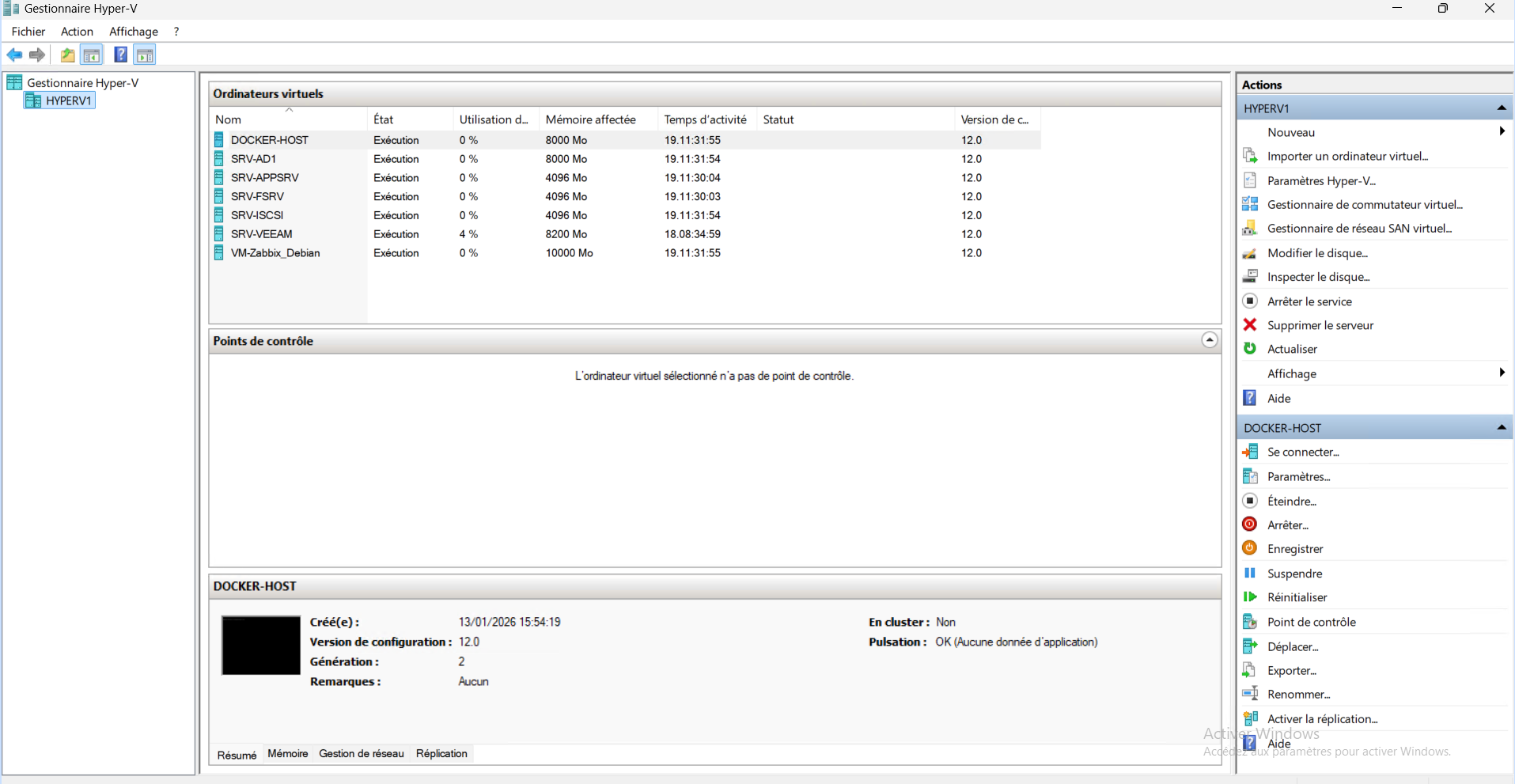 Gestionnaire Hyper-V en cluster