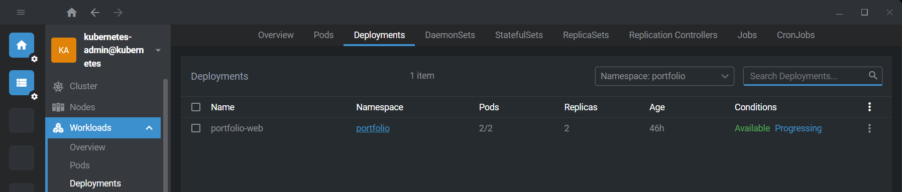OpenLens dashboard déploiement