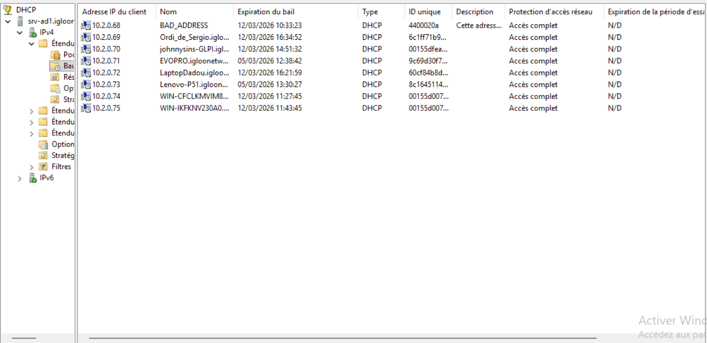 Gestion DHCP